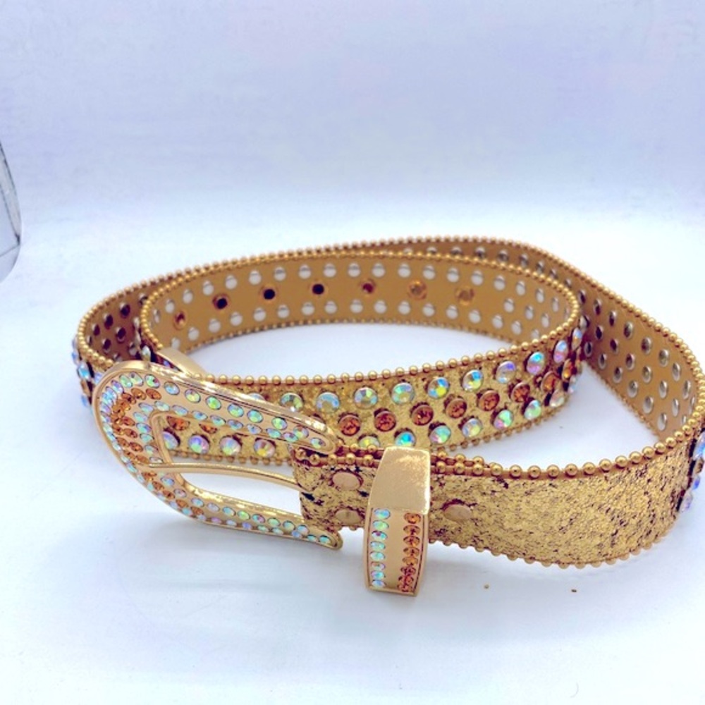 Gold Crystal-Embellished Women's Belt